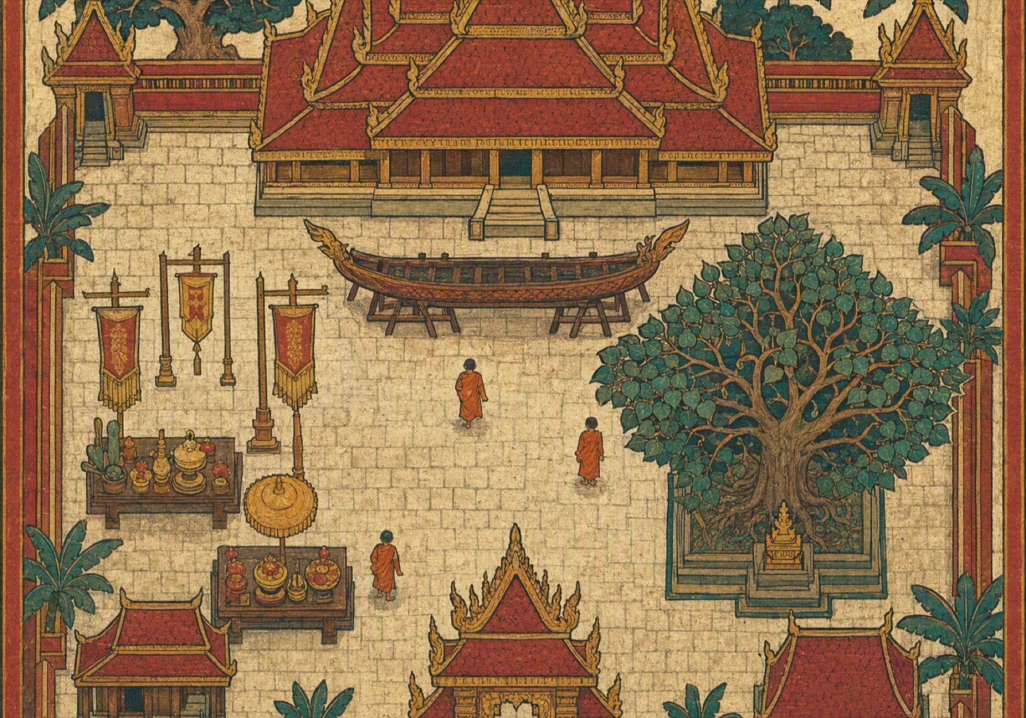 Sân chùa — nơi đồng bào quy tụ về làm lễ trong mùa lễ hội.